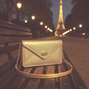 PRIV'E BY SORIAL GOLD GRAMERCY CONVERTIBLE CLUTCH SHOULDER BAG EVENING WEAR